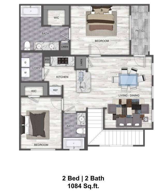 2 Beds • 2 Bath 1624 floor plan